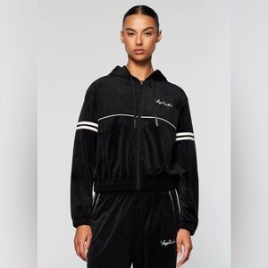 NWT Sergio Tacchini Black Velour Scorpeto Hoodie XS